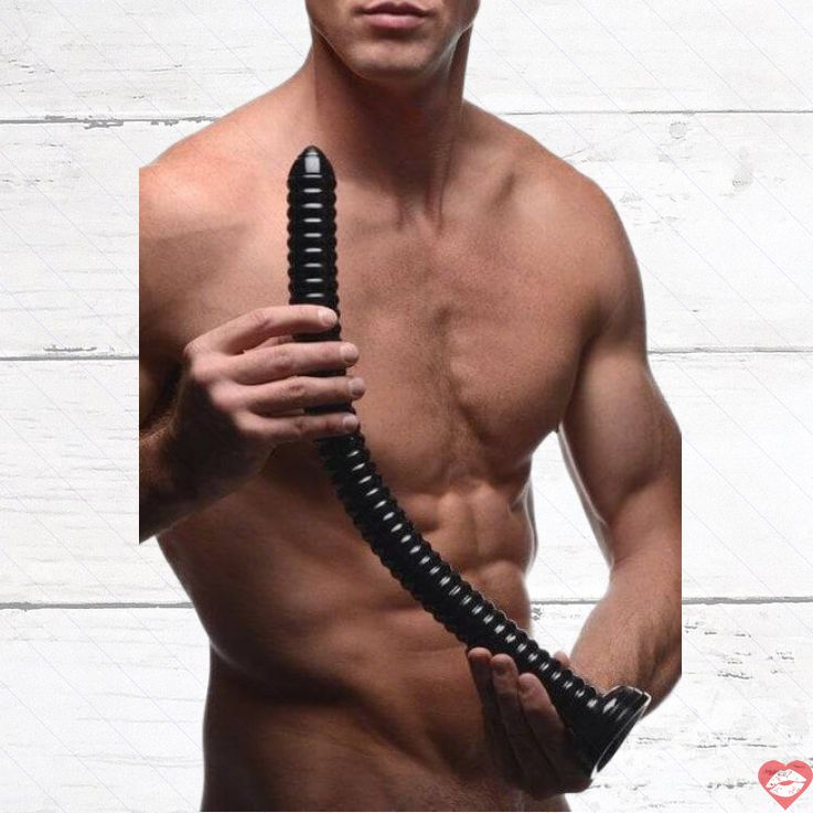 XR Brands Hosed Ribbed Dildo Khủng 50.8cm Đen Sọc Xù Siêu Lớn