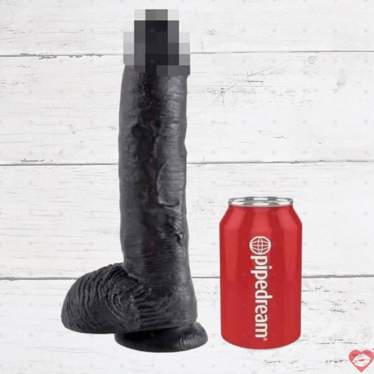 King Cock Dildo Đen 26cm PVC Lớn Thực Tế Sướng Điên Cuồng