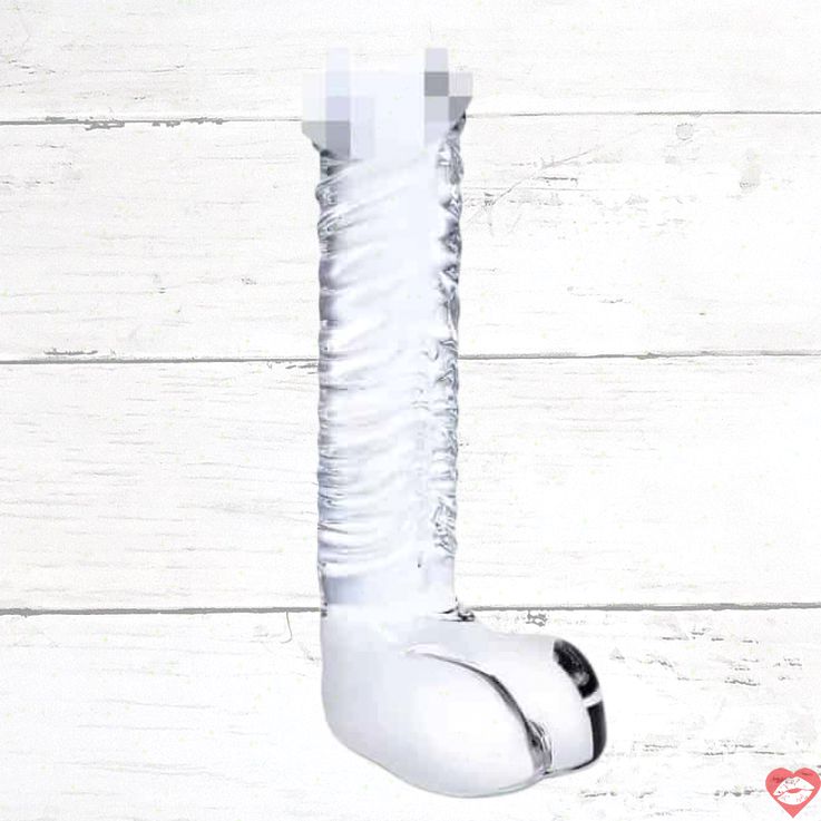 Glas Ribbed G-Spot Dildo Kính 20.3cm Trong Suốt Chân Thực
