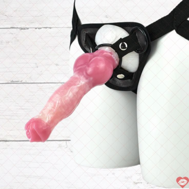 FAAK Hellhound Dani strap-on hồng 5.8cm silicone 21cm mạnh