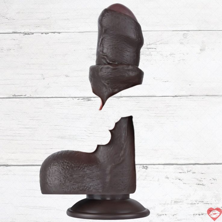 Lovetoy 7 dương vật giả bao quy đầu nâu chân thực