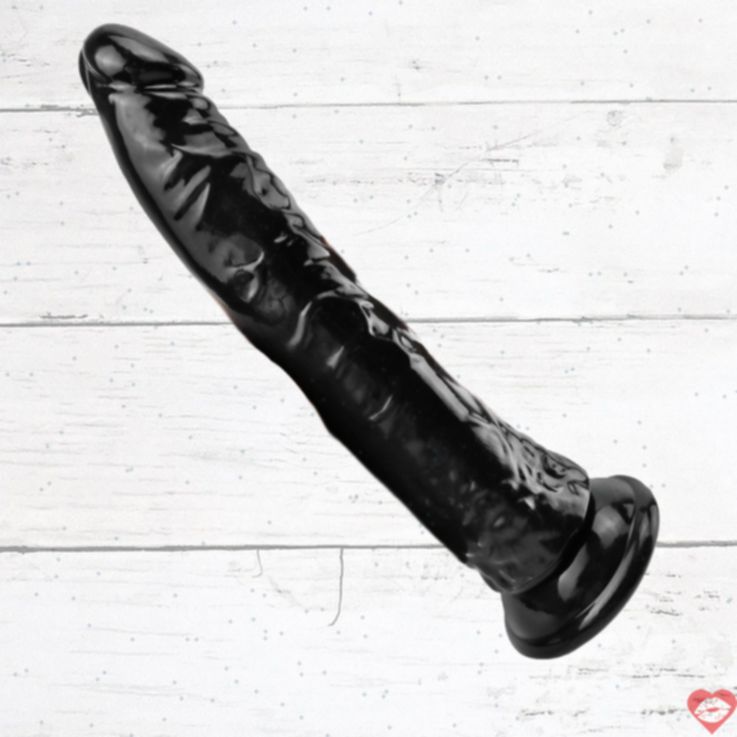 8 Inch Dildo PVC Đen Hút Chân 19cm Hoàn Hảo
