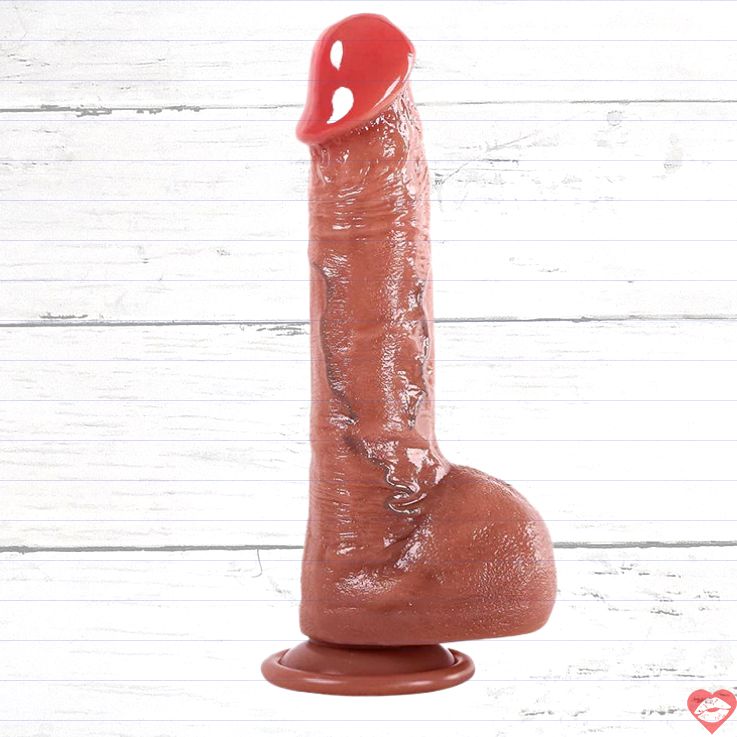 Dildo thực tế 15cm phun nước đẩy rung đa năng chân thực