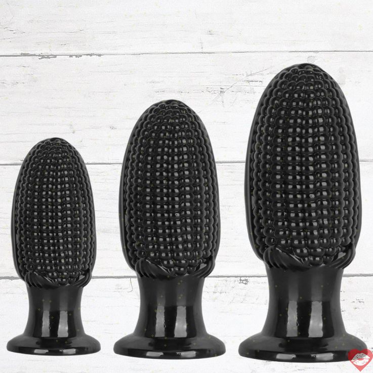 PVC Corn Cob Butt Plug Đen Kích Thích Mạnh