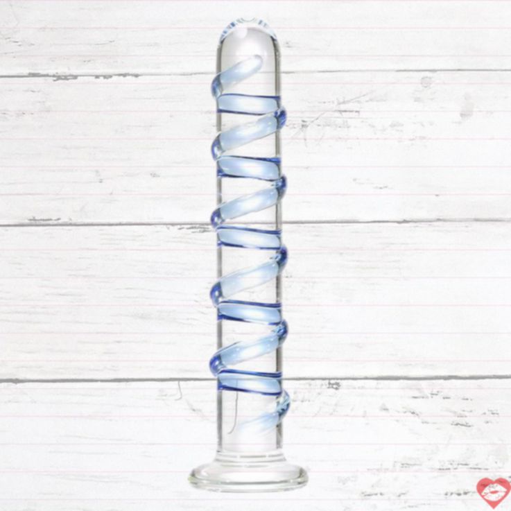 Thủy Tinh Dildo Xanh 18cm Gân Guốc - Trơn Tru Đam Mê