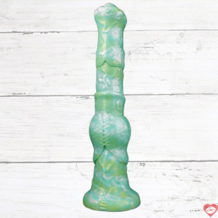 Horse Dildo 12" Xanh Nút Thắt Khổng Lồ Siêu Phẩm