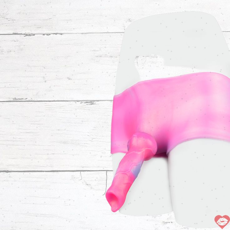 Dildo chó hồng 6 inch silicone quần đeo fantasy thú vị