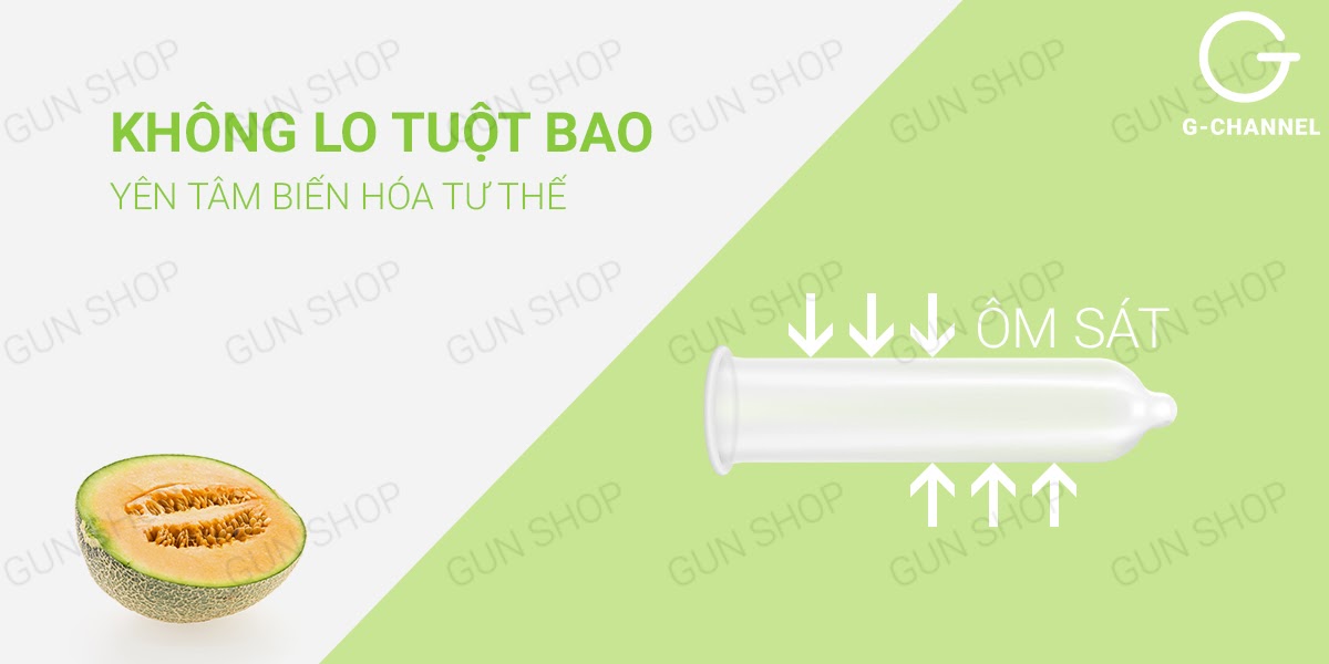  Nhập sỉ Bao cao su Nakanishi - Siêu mỏng 0.03mm - Hương dưa lưới - Hộp 4 chính hãng