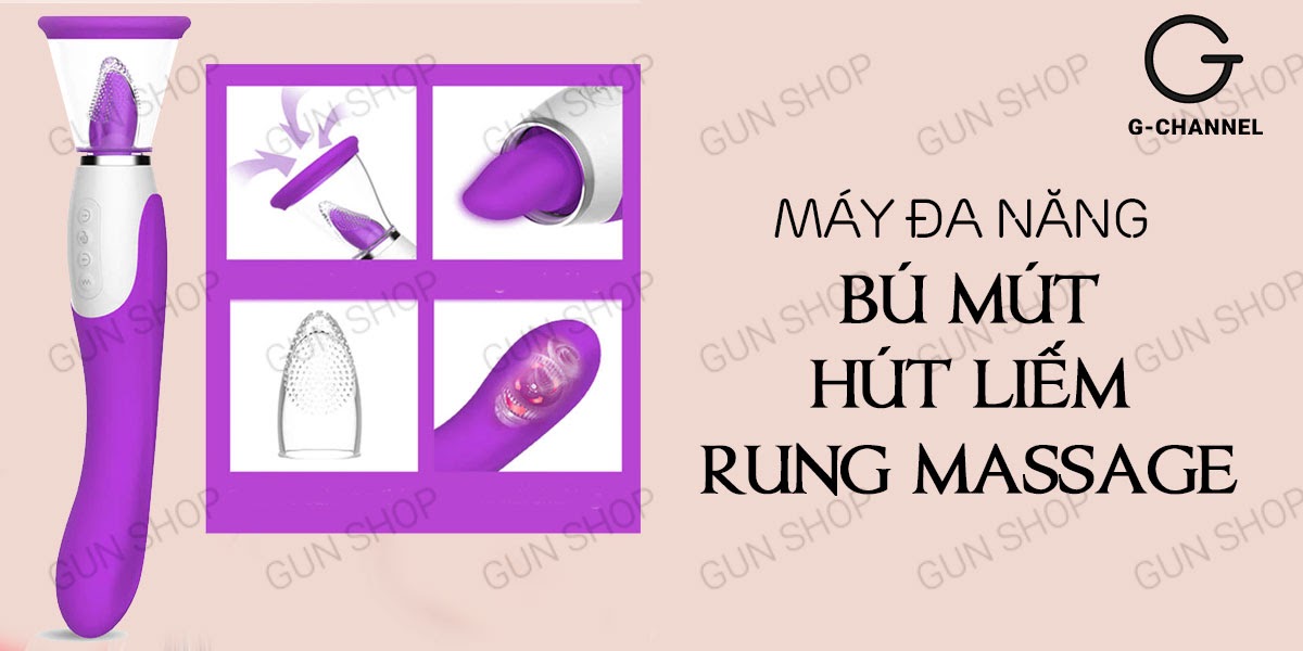  Bỏ sỉ Máy rung massage kích thích âm đạo 2 đầu rung có lưỡi giả hút liếm giá sỉ