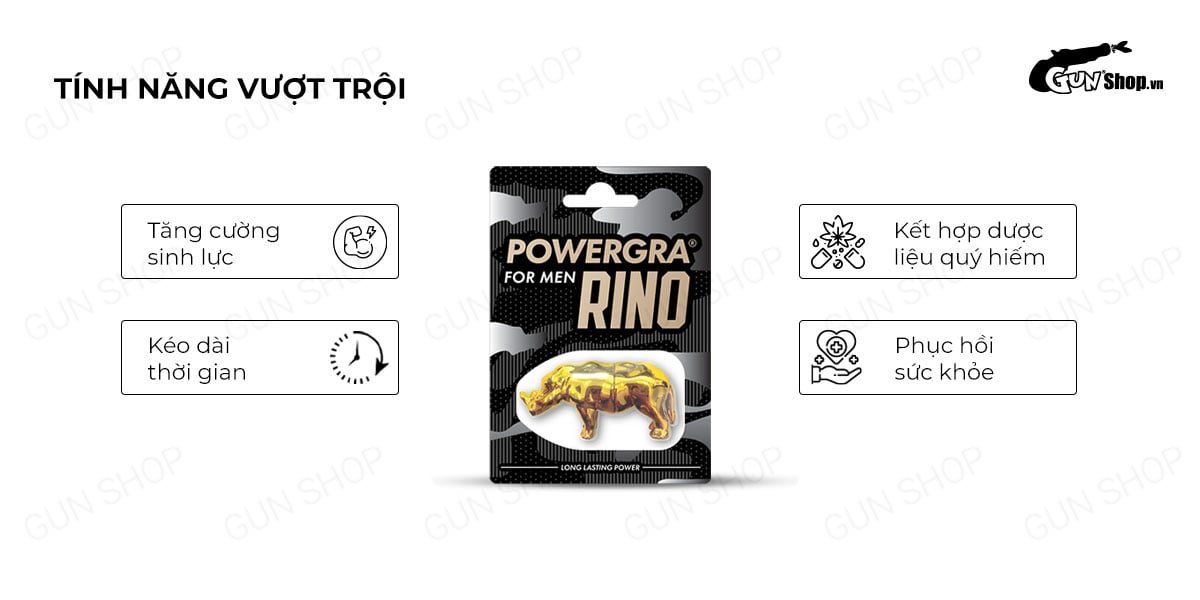 Cung cấp Viên uống phục hồi sinh lý kéo dài thời gian Powergra For Men Rino - Vỉ 1 viên giá rẻ